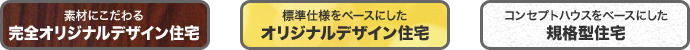 完全オリジナルデザイン住宅、オリジナルデザイン住宅、規格型住宅から選べます